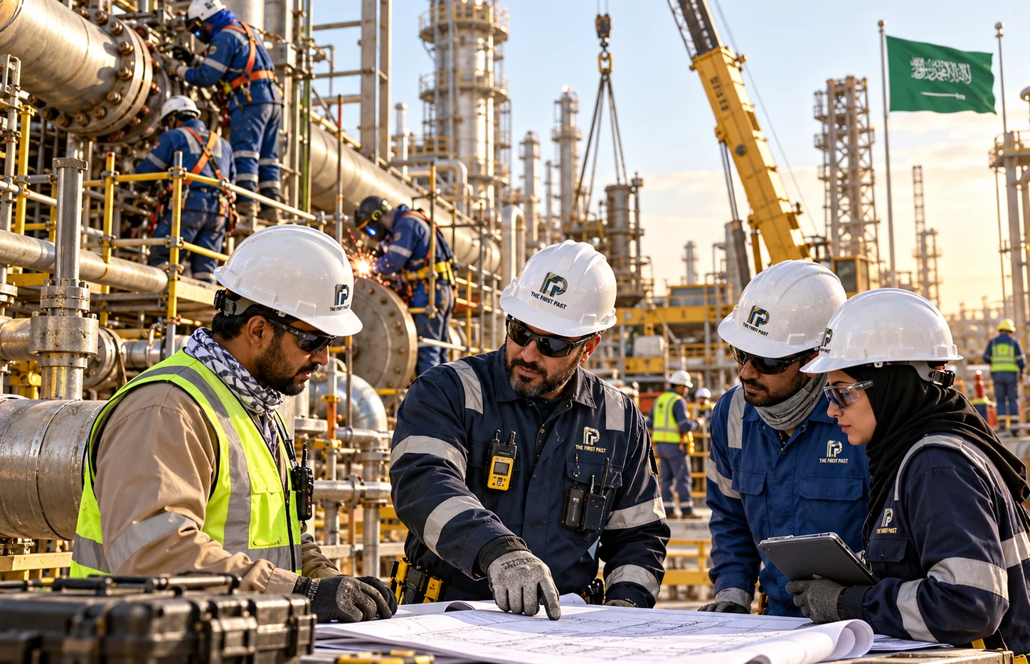 Industrial team at a refinery
